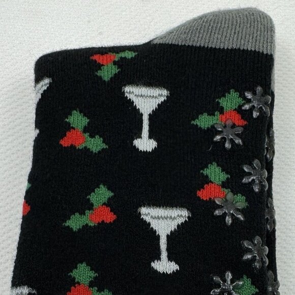 Muk Luks Mens Holiday Cheer Thermal Crew Socks Martini Christmas Holly Size 9-12 - Picture 3 of 5